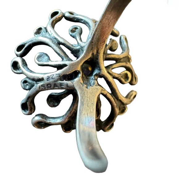 Brutalist Israel Sterling Silver Amethyst Ring Size 7 - Picture 6 of 10